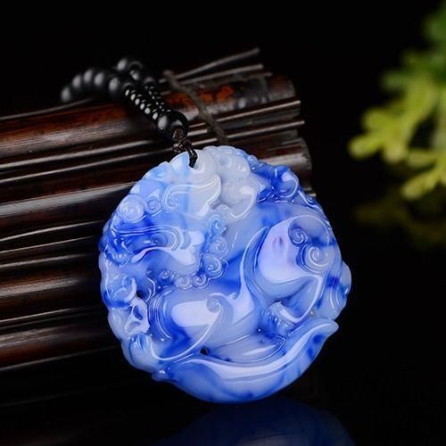Pendentif Pixiu Porte-Bonheur En Jade Bleu Naturel Pour Hommes Et Femmes, Breloques  La Mode, Bijoux Authentiques, Pierre De Jades Du Xinjiang Pi Xiu, Cadeaux Amulette