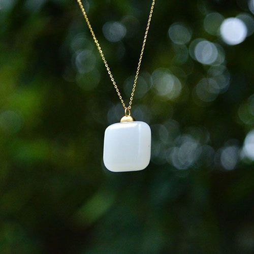 Pendentif Porte-Bonheur Classique En Argent Sterling S925, Jade Blanc Naturel Hetian, Mode Assortie  Tout, Temprament Populaire Simple Rtro O