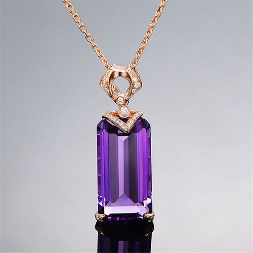 Pendentif Rectangulaire En Pierre Prcieuse Amthyste Pendentif Diamant Violet Incrust De Zircon Pendentif Trsor Color Femmes Lvn4437