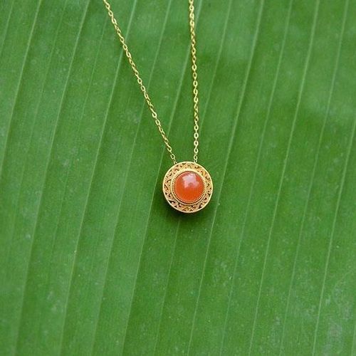 Pendentif Rond En Calcdoine Incrust, Bijoux De Luxe lgants Pour Femmes, Artisanat Ancien En Or, De Styliste, Nouvelle Collection