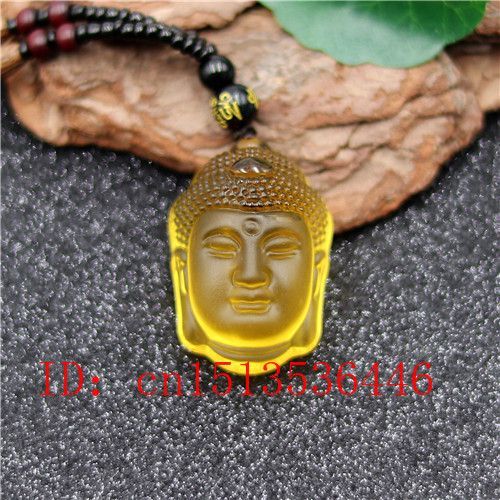 Pendentif Tte De Bouddha En Cristal Naturel Jaune Blanc, Collier De Perles, Bijoux De Charme, Mode Sculpt  La Main, Amulette Porte-Bonheur, Cadeaux