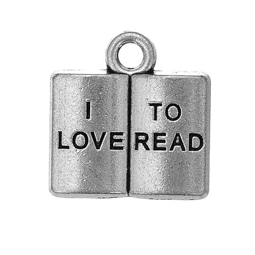 Pendentif Tibtain En Forme De My Shape Plaqu Argent, 30 Pices, Pendentif, Je Adore Lire Un Livre, Collier, Style Universitaire, Vente En Gros