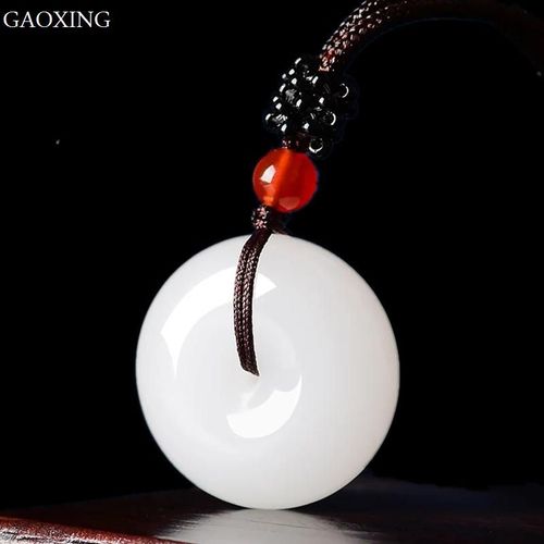 Pendentif Xinjiang En Jade Blanc Naturel, Boucle De Scurit, Pendentif En Jade De Soie Dore, Quartz