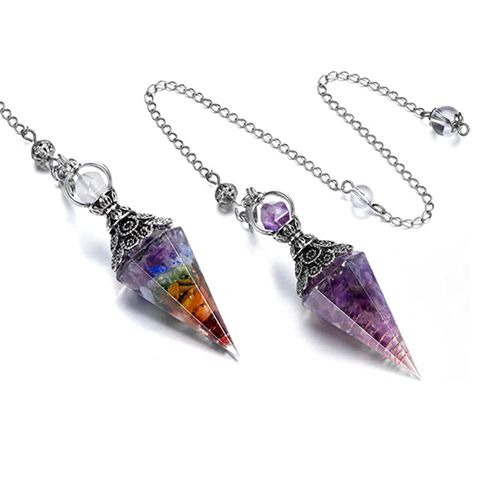 Pendentifs Chakra En Rsine, Pendule De Radiesthsie Hexagonal Reiki, Color Violet