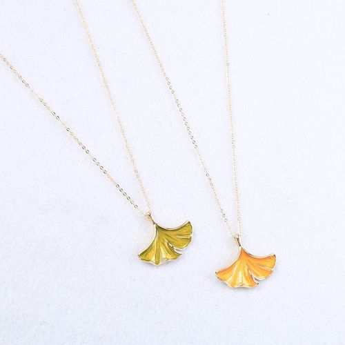 Pendentifs De Collier Unique Vert Jaune mail Ginkgo Feuilles Pendentif Colliers Pour Les Femmes Cadeaux De Fte Couleur