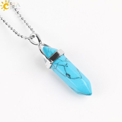 Pendentifs En Forme De Balle Pour Hommes Et Femmes, Collier En Pierre Prcieuse, Pilier Hexagonal, Breloques De Gurison Pointues, Bijoux  La Mode, Cadeaux, E059