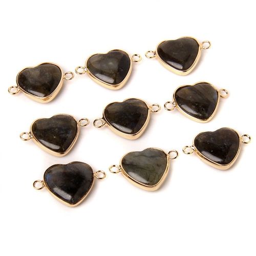 Pendentifs En Forme De CUr En Quartz Rose, Perles En Pierre Naturelle, Breloques  2 Connecteurs Pour La Fabrication De Bijoux, Vente En Gros, 1  5, Pices/Ensemble