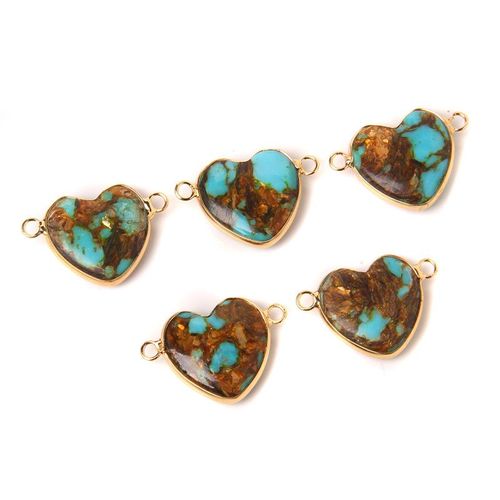 Pendentifs En Forme De CUr En Quartz Rose, Perles En Pierre Naturelle, Breloques  2 Connecteurs Pour La Fabrication De Bijoux, Vente En Gros, 1  5, Pices/Ensemble