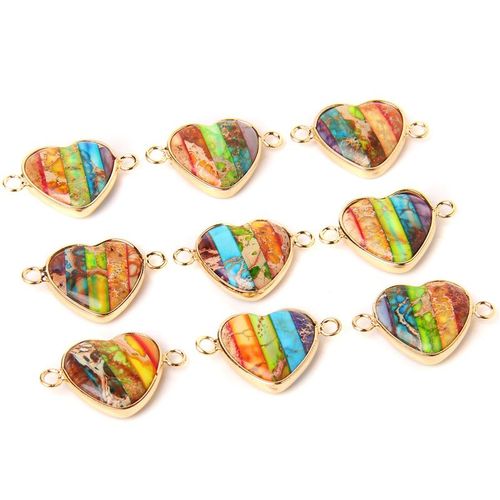 Pendentifs En Forme De CUr En Quartz Rose, Perles En Pierre Naturelle, Breloques  2 Connecteurs Pour La Fabrication De Bijoux, Vente En Gros, 1  5, Pices/Ensemble