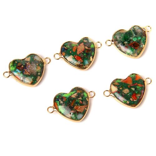 Pendentifs En Forme De CUr En Quartz Rose, Perles En Pierre Naturelle, Breloques  2 Connecteurs Pour La Fabrication De Bijoux, Vente En Gros, 1  5, Pices/Ensemble