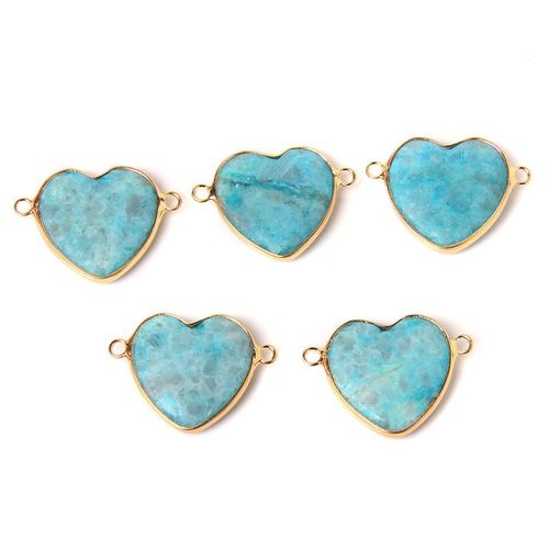 Pendentifs En Forme De CUr En Quartz Rose, Perles En Pierre Naturelle, Breloques  2 Connecteurs Pour La Fabrication De Bijoux, Vente En Gros, 1  5, Pices/Ensemble