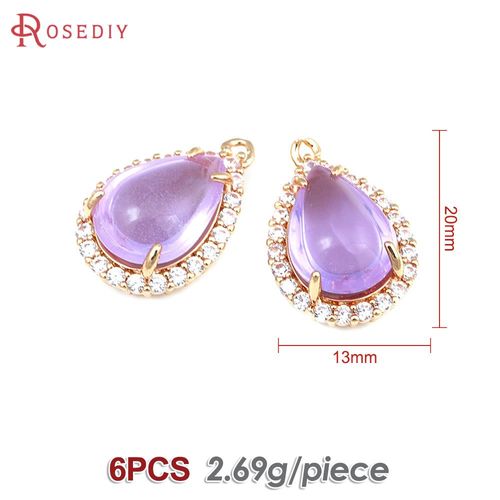 Pendentifs En Forme De Goutte En Or 18 Carats Pour Femmes, Breloques En Laiton Et Verre, Bijoux De Bricolage, Collier Excutif, Boucles D'oreilles, Accessoires