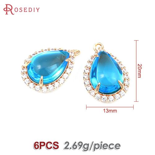 Pendentifs En Forme De Goutte En Or 18 Carats Pour Femmes, Breloques En Laiton Et Verre, Bijoux De Bricolage, Collier Excutif, Boucles D'oreilles, Accessoires