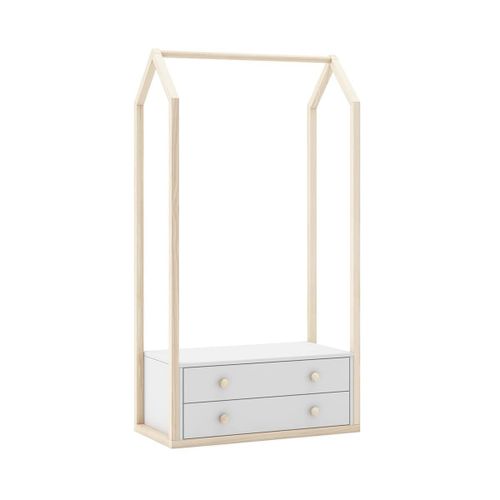 Penderie 2 Tiroirs En Mdf Et Pin Coloris Blanc Et Naturel