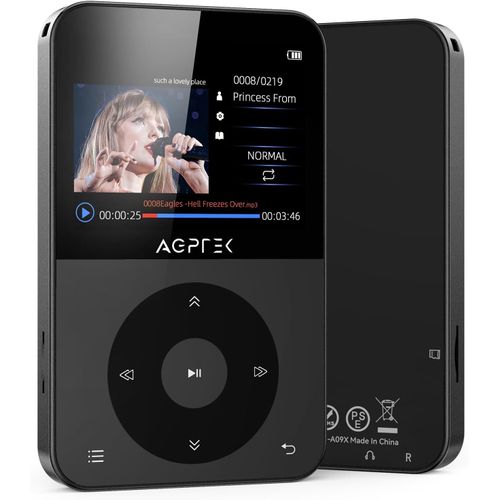 pengwushop-64Go Lecteur Mp3 Bluetooth 5.3 Lecteur Musical Sans Perte Hifi Baladeur Portable En Mtal Avec 2,3 Pouces cran Horizontal/Haut-Parleur/Vido/Enregistrement/Radio Fm/E-Book/Podomtre - Noi