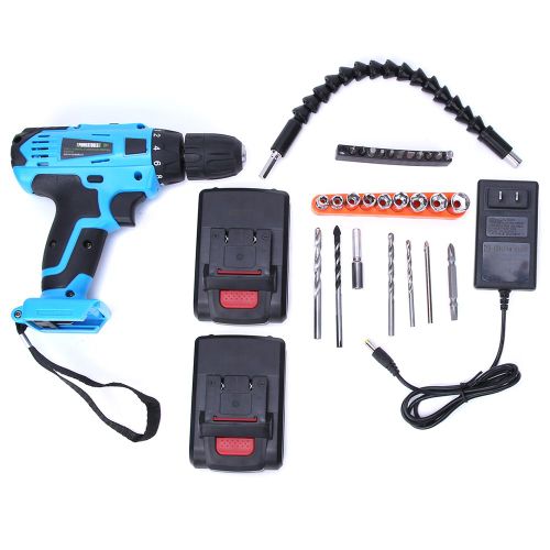 Perceuse A Main Portable Sans Fil 21 V A Deux Vitesses, Batterie Au Lithium, Tournevis Electrique, Outil De Charge, Double Batterie, Prise Americaine (100-240 V)