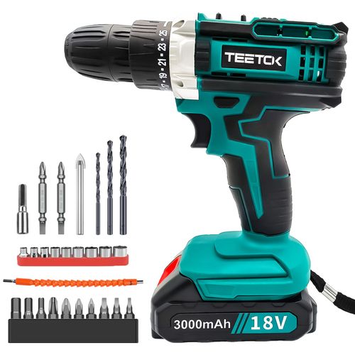 Perceuse Sans Fil 18v, Tournevis lectrique, Kit De Perceuse Avec 3.0ah Batterie, 2 Vitesses, Lumire Led, 27 Accessoires, Perceuse Combine De Batterie Pour La Maison Et Le Projet De Bricolage