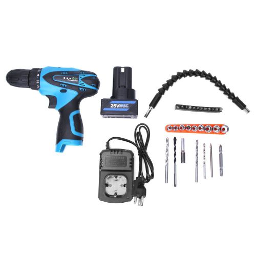 Perceuse-Visseuse Electrique Sans Fil Portable 25 V, Double Vitesse, Rotation Horaire/Antihoraire, Batterie Au Lithium, Outil Electrique Manuel, Batterie Unique, Prise Us 100-240 V