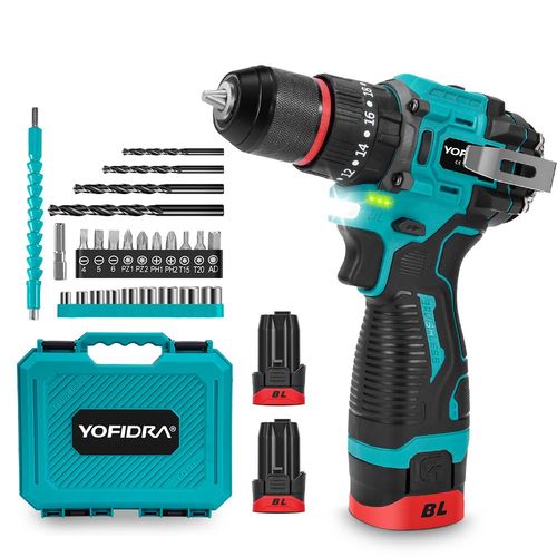 Perceuse Visseuse Sans Fil 16v, Perceuse Visseuse Devisseuse Sans Fil, 25 Accessoires, 20+3 Rglages De Couple Avec 2 Batterie