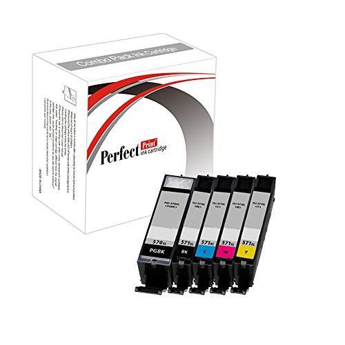 Perfectprint Compatible Cartouche D'encre De Remplacement Pour Canon Mg-5750  5751  5752  5753  6850  6851  6852  6853  Pgi-570  Cli-571  (Noir/Noir/Cyan/Magenta/Jaune, 5-Pack)