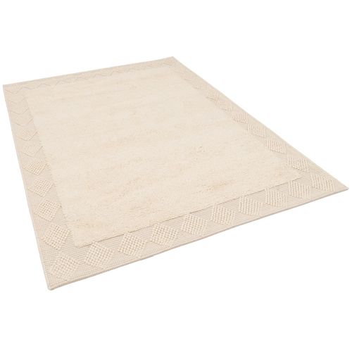 Pergamon Natur Tapis Shaggy Laine Linea Bordures Laine Blanche 190x290 Cm