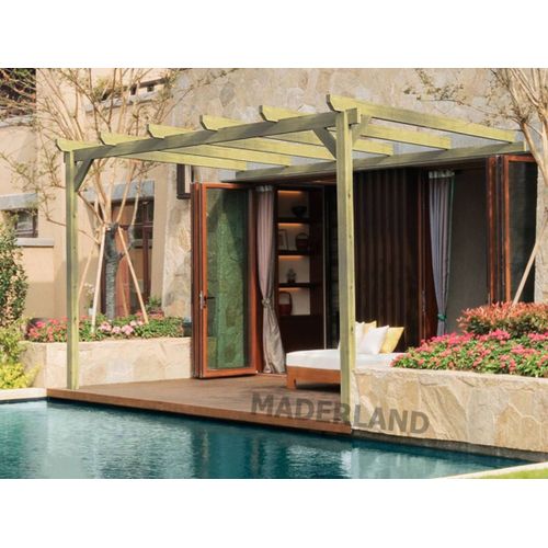 Pergola Adosse En Bois Massif Narbonne 600 X 300 Cm - Maderland