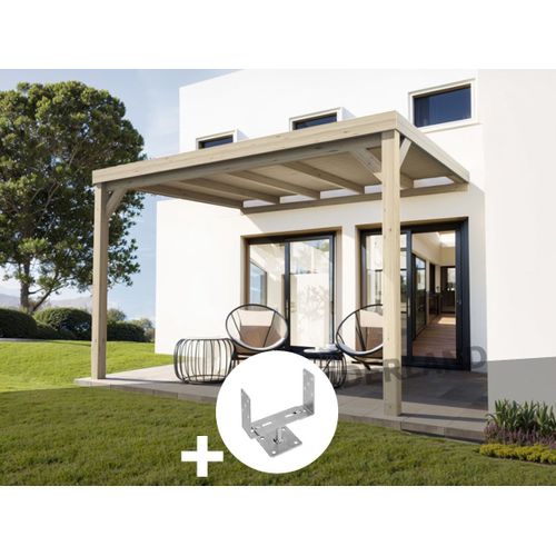 Pergola Adosse En Bois Reims 600 X 400 Cm + 3 Supports - Maderland