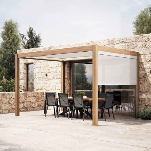 Pergola Bioclimatique Autoporte Et Motorise claire 3x4m Et 1 Store