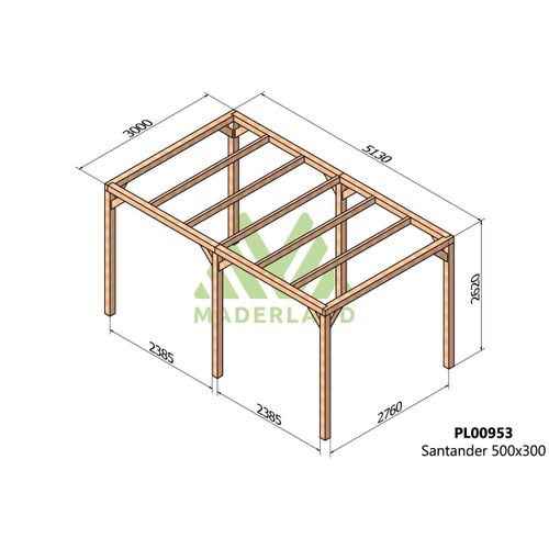 Pergola En Bois Lamell-Coll Santander 500 X 300 Cm