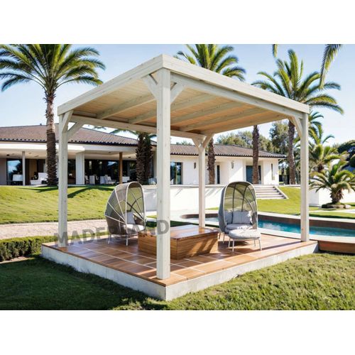 Pergola En Bois Strasbourg Avec Toit 500 X 400 - Maderland