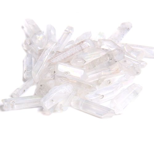 Perles  Pointe De Quartz En Cristal Bleu Naturel, Anciers Perc Sur Le Dessus, Pendentif Gradu Bricolage, 10-30 Pices, 13-30mm X 3-8mm