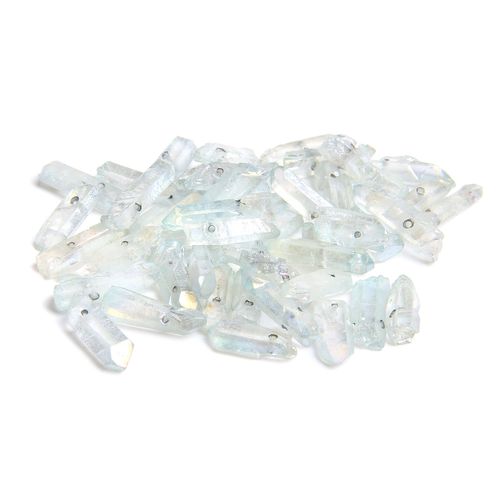 Perles  Pointe De Quartz En Cristal Bleu Naturel, Anciers Perc Sur Le Dessus, Pendentif Gradu Bricolage, 10-30 Pices, 13-30mm X 3-8mm