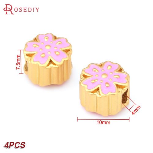 Perles D'espacement De Bracelets En Laiton Dor, Customisation  L'huile, Grand Trou, Fournitures De Bricolage, Rsultats De Bijoux, Accessoires De Document, 256, 4 Pices