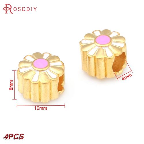 Perles D'espacement De Bracelets En Laiton Dor, Customisation  L'huile, Grand Trou, Fournitures De Bricolage, Rsultats De Bijoux, Accessoires De Document, 256, 4 Pices