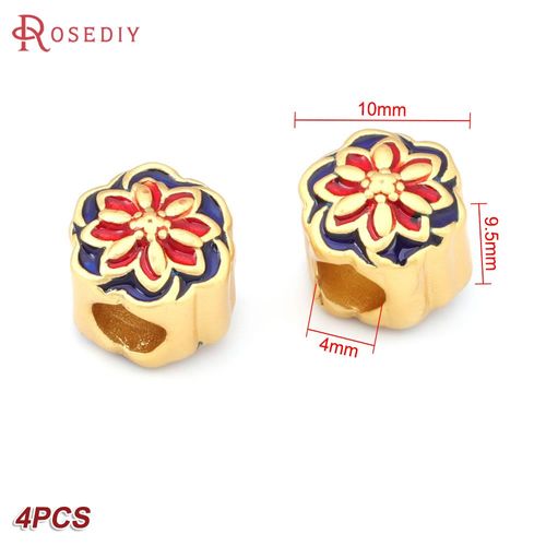 Perles D'espacement De Bracelets En Laiton Dor, Customisation  L'huile, Grand Trou, Fournitures De Bricolage, Rsultats De Bijoux, Accessoires De Document, 256, 4 Pices