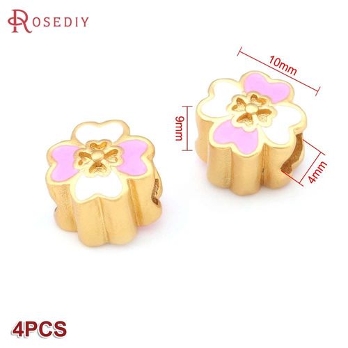 Perles D'espacement De Bracelets En Laiton Dor, Customisation  L'huile, Grand Trou, Fournitures De Bricolage, Rsultats De Bijoux, Accessoires De Document, 256, 4 Pices