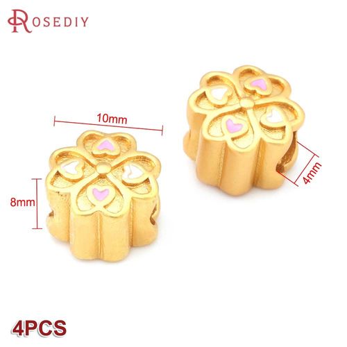 Perles D'espacement De Bracelets En Laiton Dor, Customisation  L'huile, Grand Trou, Fournitures De Bricolage, Rsultats De Bijoux, Accessoires De Document, 256, 4 Pices