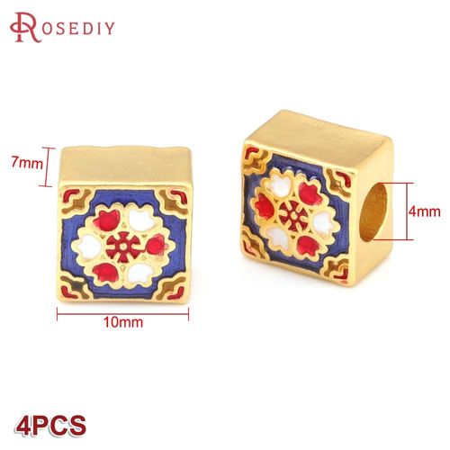 Perles D'espacement De Bracelets En Laiton Dor, Customisation  L'huile, Grand Trou, Fournitures De Bricolage, Rsultats De Bijoux, Accessoires De Document, 256, 4 Pices