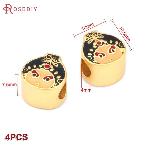 Perles D'espacement De Bracelets En Laiton Dor, Customisation  L'huile, Grand Trou, Fournitures De Bricolage, Rsultats De Bijoux, Accessoires De Document, 256, 4 Pices