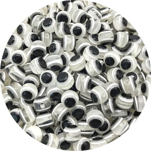 Perles D'espacement Rondes De Couleur Bleue Mauvais ?il, Perles D'espacement En Rsine  Rayures Pour La Fabrication De Bijoux, Breloques De Collier De 6/8/10mm