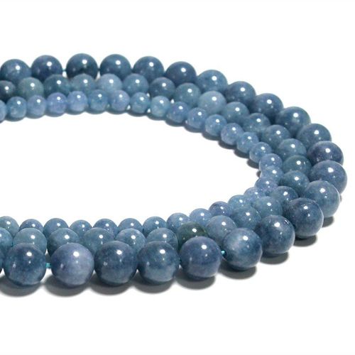 Perles De Jades En Calcdoine Bleu Fonc, En Vrac, Perles D'espacement Rondes En Pierre Naturelle Pour La Fabrication De Bijoux, Bracelet Fait  La Main, Diy, Vente En Gros