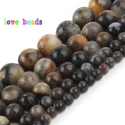 Perles En Jaspe Noir Et Marron, Pierres Naturelles Rondes Pour La Fabrication De Bijoux, Bracelet  Faire Soi Mme, 15 Pouces, 4/6/8/10/12mm
