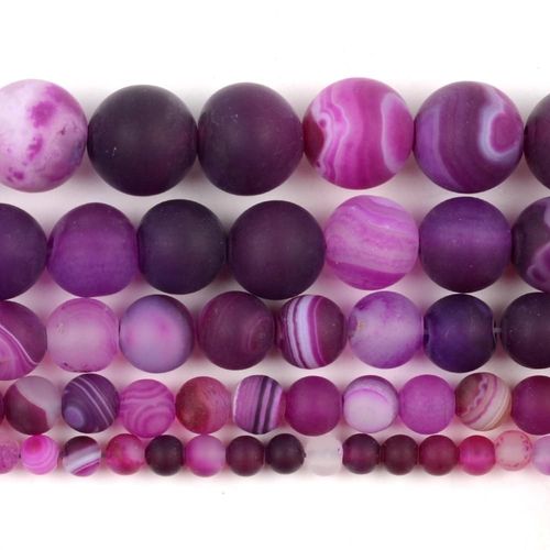 Perles En Pierre D'agates Rayes Rouges, Rose Givre Naturelle, Perles D'espacement Amples Pour La Fabrication De Bijoux 4/6/8/10/12mm, Bracelet Fait  La Main