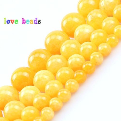 Perles En Pierre De Calcdoine, Perles En Jade Pour La Fabrication De Bijoux, Bracelets, Bricolage, Brin De 15 Pouces, Nuage Jaune, 6/8/10mm