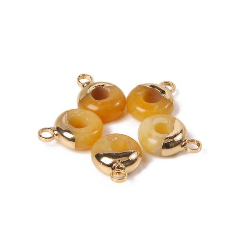 Perles En Pierre De Charbon Blanc Naturel Pour Femmes, Pendentif Plaqu Or, Connecteur De Document, Breloque De Bijoux Excutifs, Accs Au Collier, Grand Trou, 10 Mm