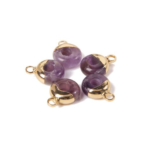 Perles En Pierre De Charbon Blanc Naturel Pour Femmes, Pendentif Plaqu Or, Connecteur De Document, Breloque De Bijoux Excutifs, Accs Au Collier, Grand Trou, 10 Mm