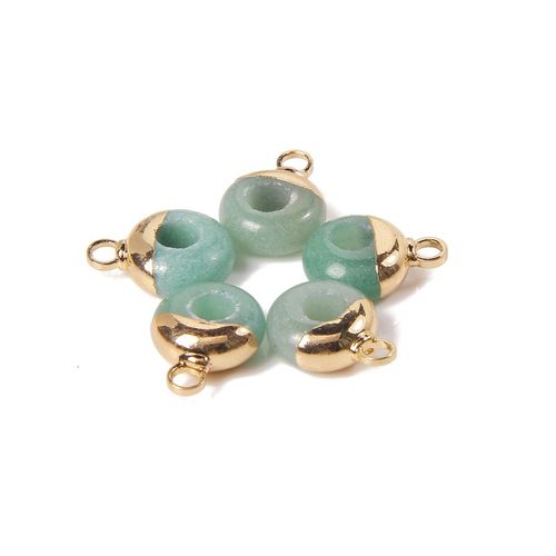 Perles En Pierre De Charbon Blanc Naturel Pour Femmes, Pendentif Plaqu Or, Connecteur De Document, Breloque De Bijoux Excutifs, Accs Au Collier, Grand Trou, 10 Mm