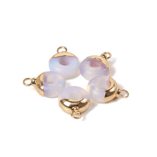 Perles En Pierre De Charbon Blanc Naturel Pour Femmes, Pendentif Plaqu Or, Connecteur De Document, Breloque De Bijoux Excutifs, Accs Au Collier, Grand Trou, 10 Mm