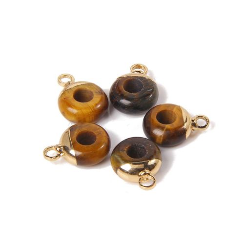 Perles En Pierre De Charbon Blanc Naturel Pour Femmes, Pendentif Plaqu Or, Connecteur De Document, Breloque De Bijoux Excutifs, Accs Au Collier, Grand Trou, 10 Mm