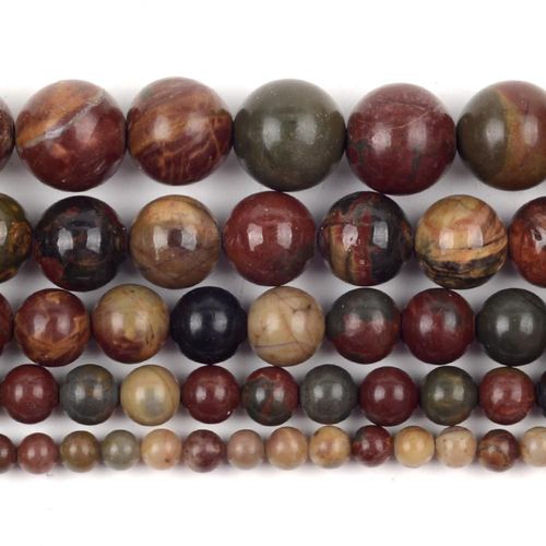 Perles En Pierre De Jaspe Picasso Naturelle, Rondes, Amples, Pour La Fabrication De Bijoux 4/6/8/10/12mm, Bracelet  Bricoler Soi Mme Faites  La Main